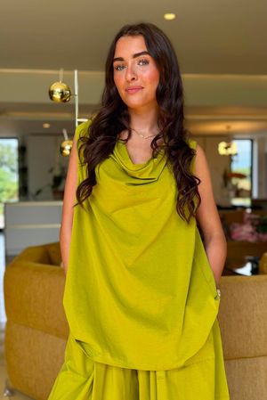 Oscar Drape Trapeze Tank Olive